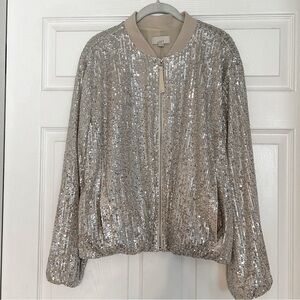 LOFT Metallic Sequin Bomber Jacket